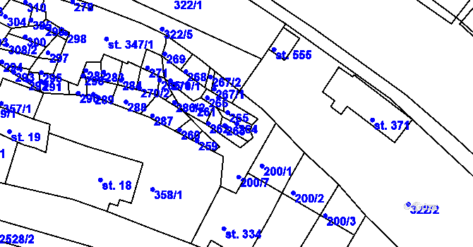 Parcela st. 264 v KÚ Bystré u Poličky, Katastrální mapa