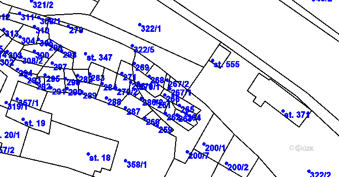 Parcela st. 267/1 v KÚ Bystré u Poličky, Katastrální mapa