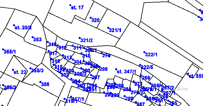 Parcela st. 278 v KÚ Bystré u Poličky, Katastrální mapa