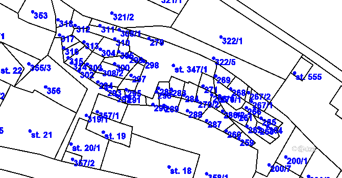 Parcela st. 283 v KÚ Bystré u Poličky, Katastrální mapa