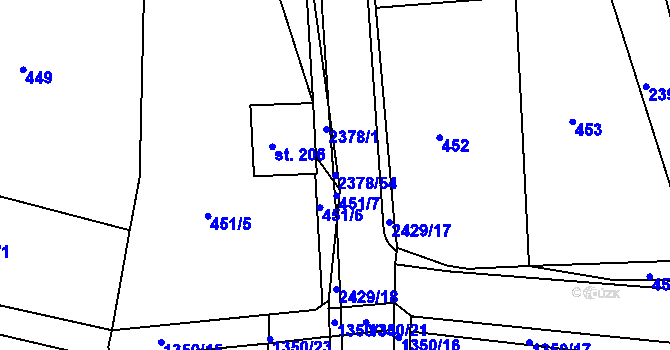 Parcela st. 2378/54 v KÚ Bystré u Poličky, Katastrální mapa