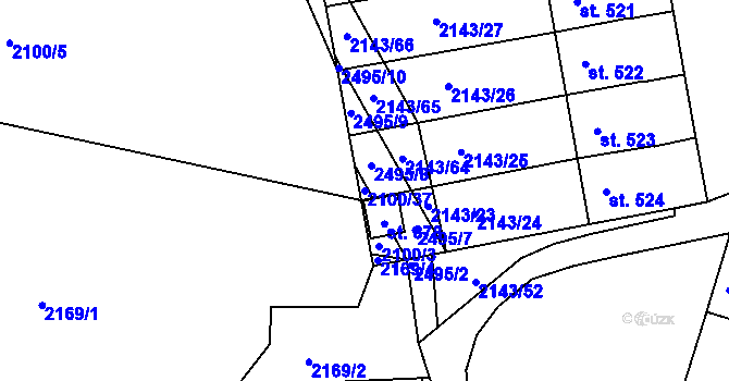 Parcela st. 2100/37 v KÚ Bystré u Poličky, Katastrální mapa