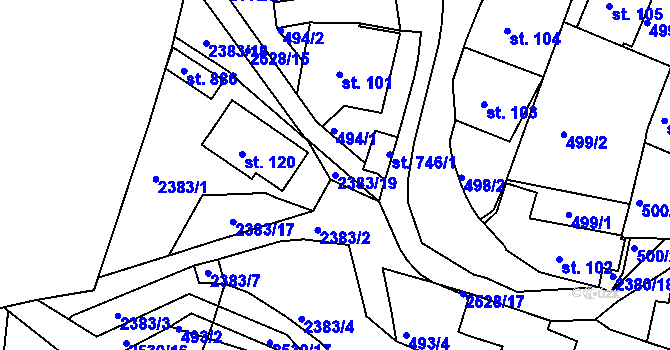Parcela st. 2383/19 v KÚ Bystré u Poličky, Katastrální mapa