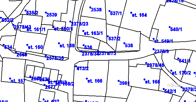Parcela st. 2378/73 v KÚ Bystré u Poličky, Katastrální mapa