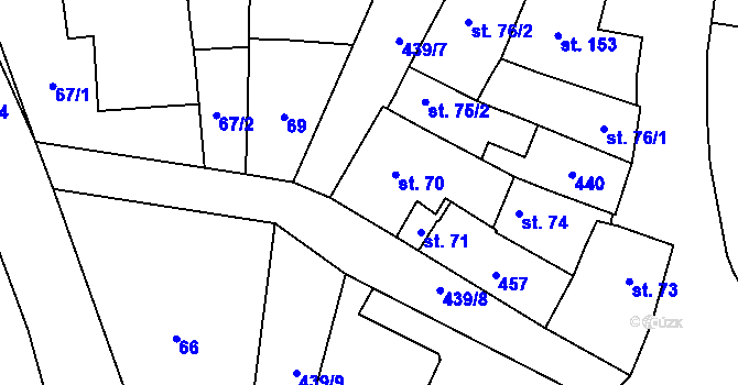 Parcela st. 70 v KÚ Bystročice, Katastrální mapa