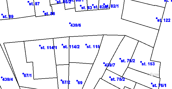 Parcela st. 115 v KÚ Bystročice, Katastrální mapa
