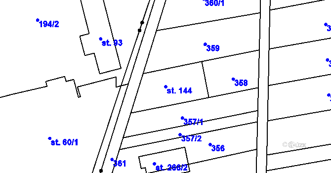 Parcela st. 144 v KÚ Bystročice, Katastrální mapa