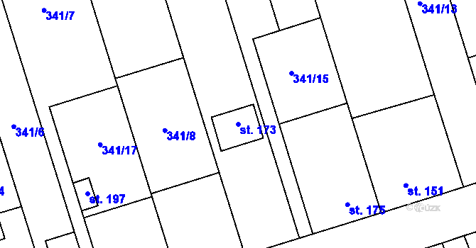 Parcela st. 173 v KÚ Bystročice, Katastrální mapa