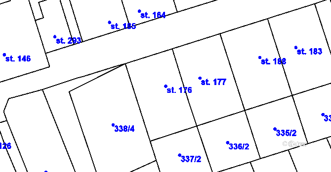 Parcela st. 176 v KÚ Bystročice, Katastrální mapa