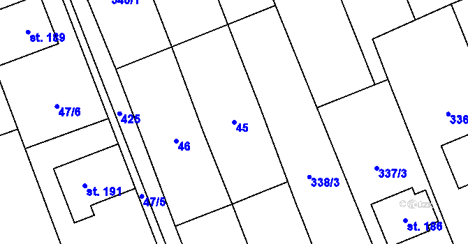 Parcela st. 45 v KÚ Bystročice, Katastrální mapa