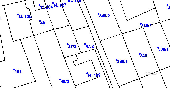 Parcela st. 47/2 v KÚ Bystročice, Katastrální mapa