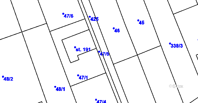 Parcela st. 47/5 v KÚ Bystročice, Katastrální mapa