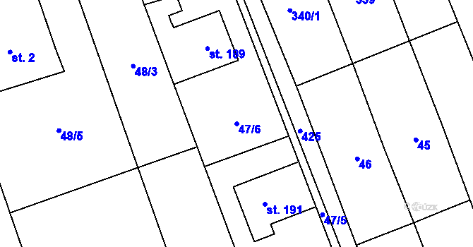 Parcela st. 47/6 v KÚ Bystročice, Katastrální mapa