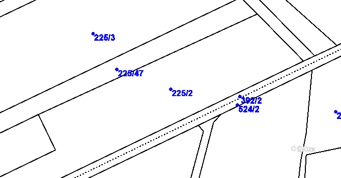 Parcela st. 225/2 v KÚ Bystročice, Katastrální mapa