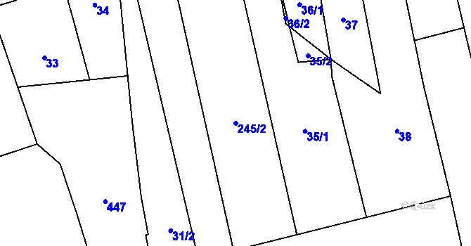 Parcela st. 245/2 v KÚ Bystročice, Katastrální mapa