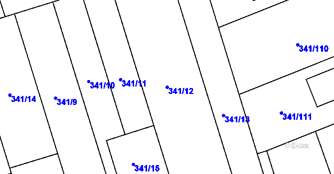 Parcela st. 341/12 v KÚ Bystročice, Katastrální mapa