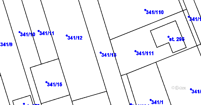 Parcela st. 341/13 v KÚ Bystročice, Katastrální mapa