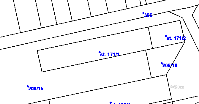 Parcela st. 171/1 v KÚ Bystročice, Katastrální mapa