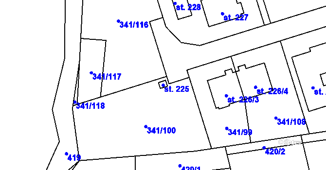Parcela st. 225 v KÚ Bystročice, Katastrální mapa