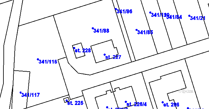 Parcela st. 227 v KÚ Bystročice, Katastrální mapa