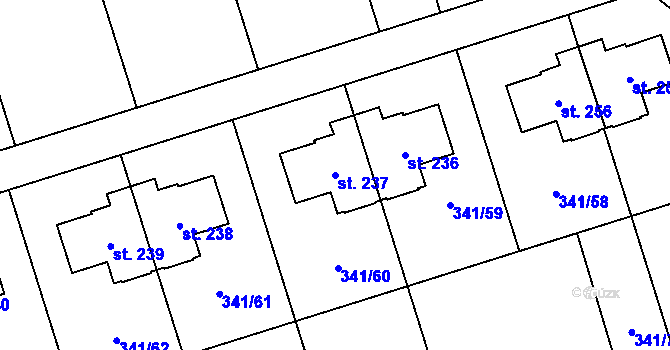 Parcela st. 237 v KÚ Bystročice, Katastrální mapa