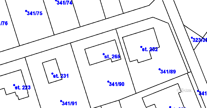 Parcela st. 265 v KÚ Bystročice, Katastrální mapa