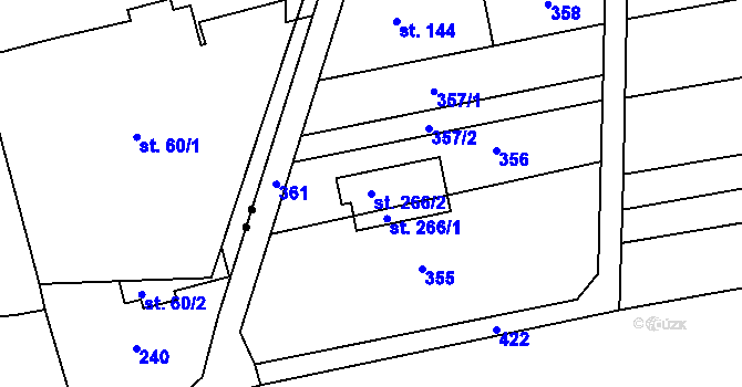Parcela st. 266/2 v KÚ Bystročice, Katastrální mapa