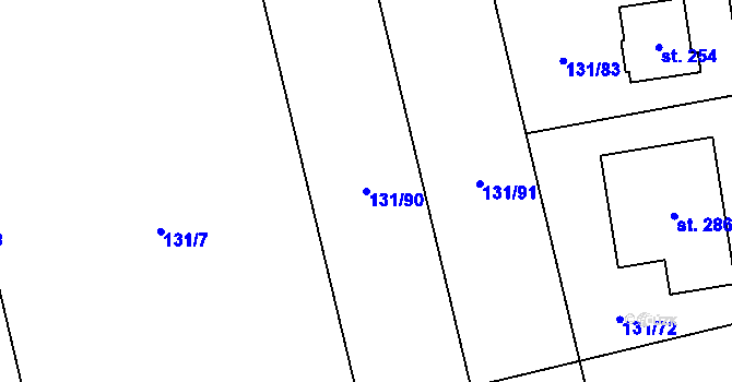 Parcela st. 131/90 v KÚ Bystročice, Katastrální mapa