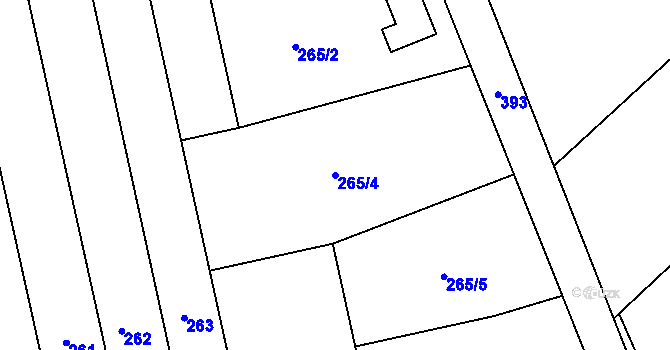 Parcela st. 265/4 v KÚ Bystročice, Katastrální mapa