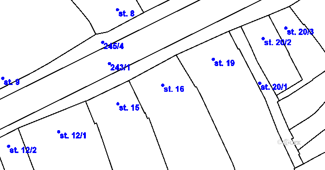 Parcela st. 16 v KÚ Žerůvky, Katastrální mapa