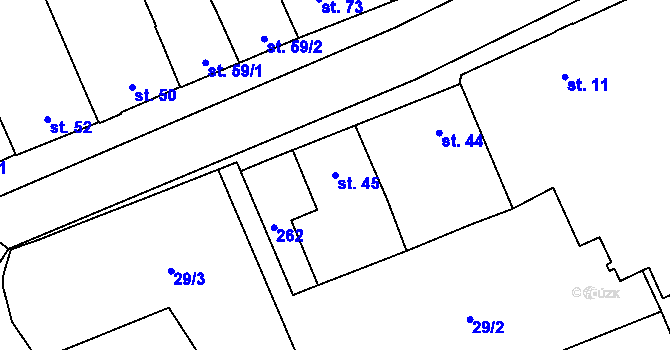 Parcela st. 45 v KÚ Žerůvky, Katastrální mapa