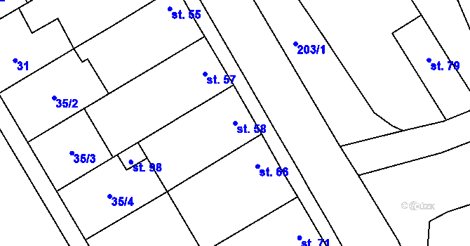 Parcela st. 58 v KÚ Žerůvky, Katastrální mapa