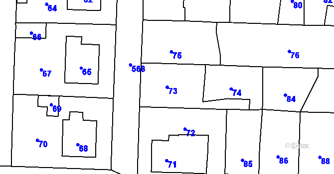 Parcela st. 73 v KÚ Bystrovany, Katastrální mapa