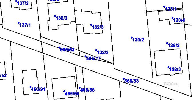 Parcela st. 132/2 v KÚ Bystrovany, Katastrální mapa