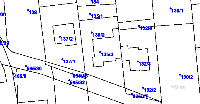 Parcela st. 135/3 v KÚ Bystrovany, Katastrální mapa