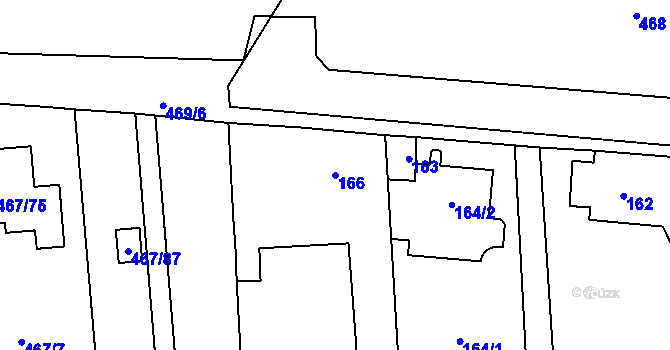 Parcela st. 166 v KÚ Bystrovany, Katastrální mapa
