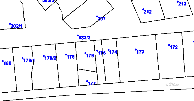 Parcela st. 175 v KÚ Bystrovany, Katastrální mapa