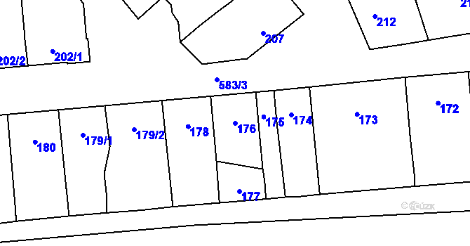 Parcela st. 176 v KÚ Bystrovany, Katastrální mapa