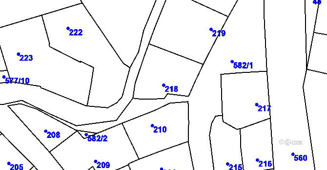 Parcela st. 218 v KÚ Bystrovany, Katastrální mapa