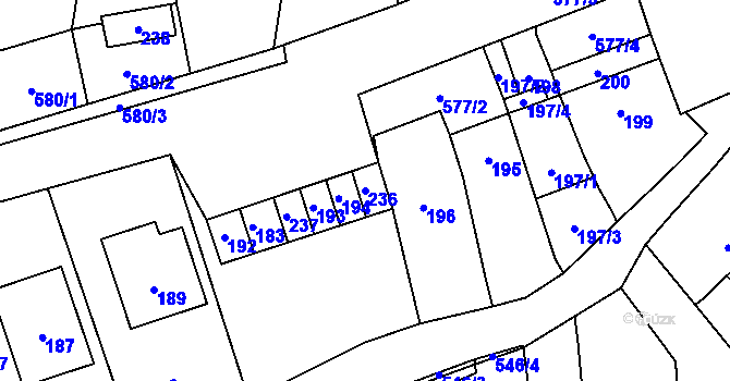 Parcela st. 236 v KÚ Bystrovany, Katastrální mapa