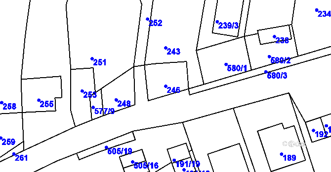 Parcela st. 246 v KÚ Bystrovany, Katastrální mapa