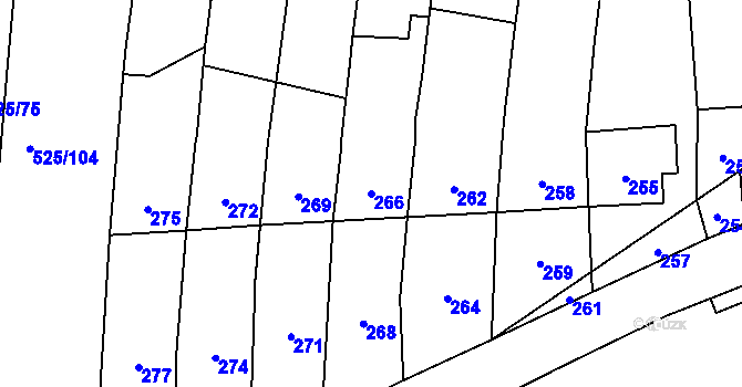 Parcela st. 266 v KÚ Bystrovany, Katastrální mapa