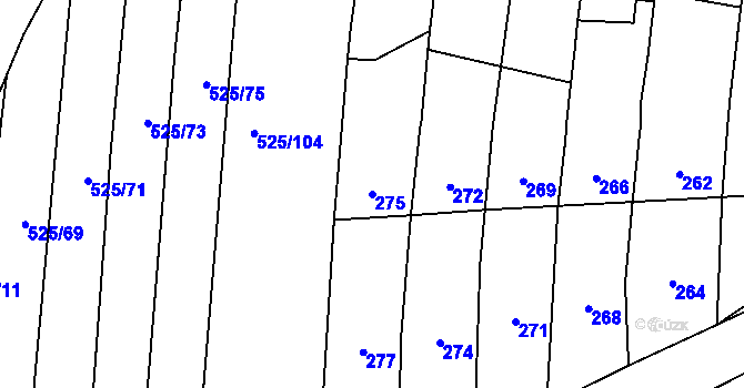 Parcela st. 275 v KÚ Bystrovany, Katastrální mapa