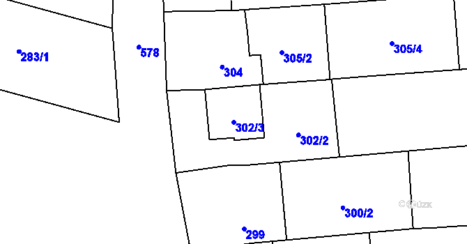 Parcela st. 302/3 v KÚ Bystrovany, Katastrální mapa