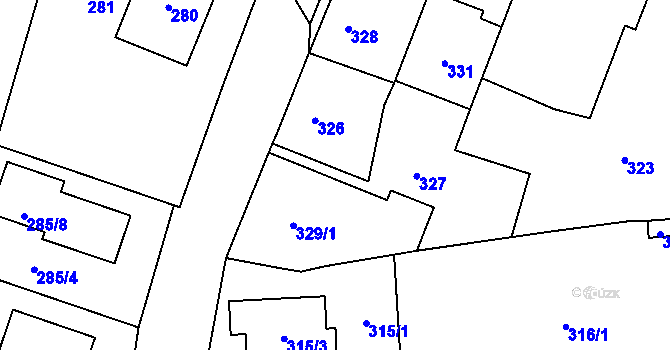 Parcela st. 329/2 v KÚ Bystrovany, Katastrální mapa