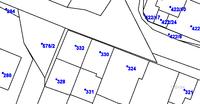 Parcela st. 330 v KÚ Bystrovany, Katastrální mapa