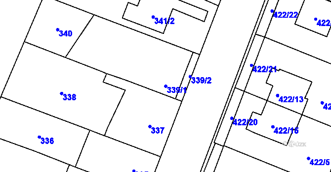 Parcela st. 339/1 v KÚ Bystrovany, Katastrální mapa