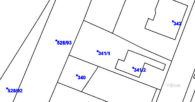 Parcela st. 341/1 v KÚ Bystrovany, Katastrální mapa