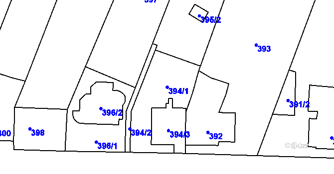 Parcela st. 394/1 v KÚ Bystrovany, Katastrální mapa