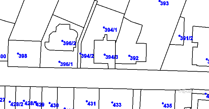 Parcela st. 394/3 v KÚ Bystrovany, Katastrální mapa